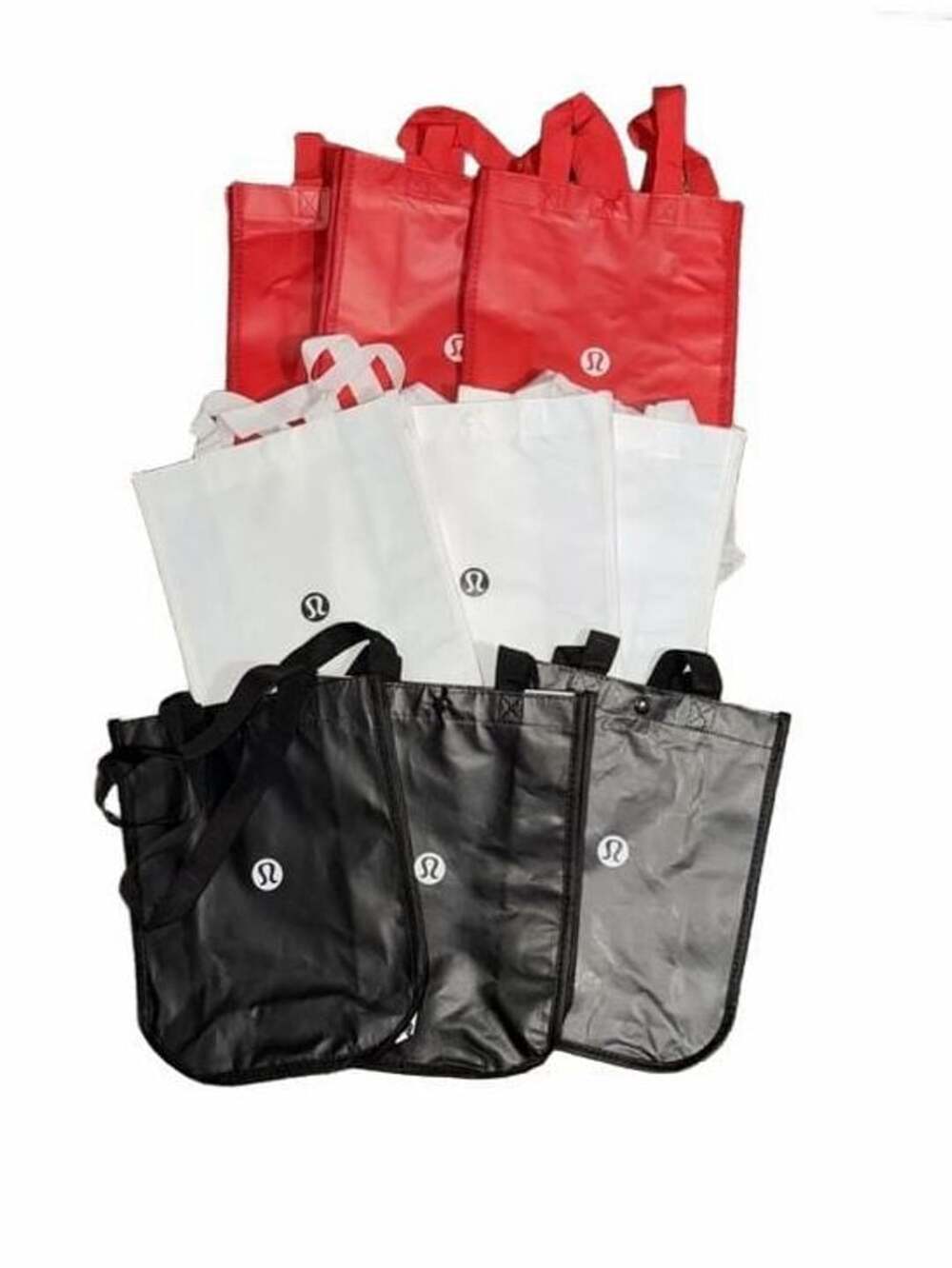 Lululemon Small Reusable Shopping Tote Bags Lot of 9 Red White Black